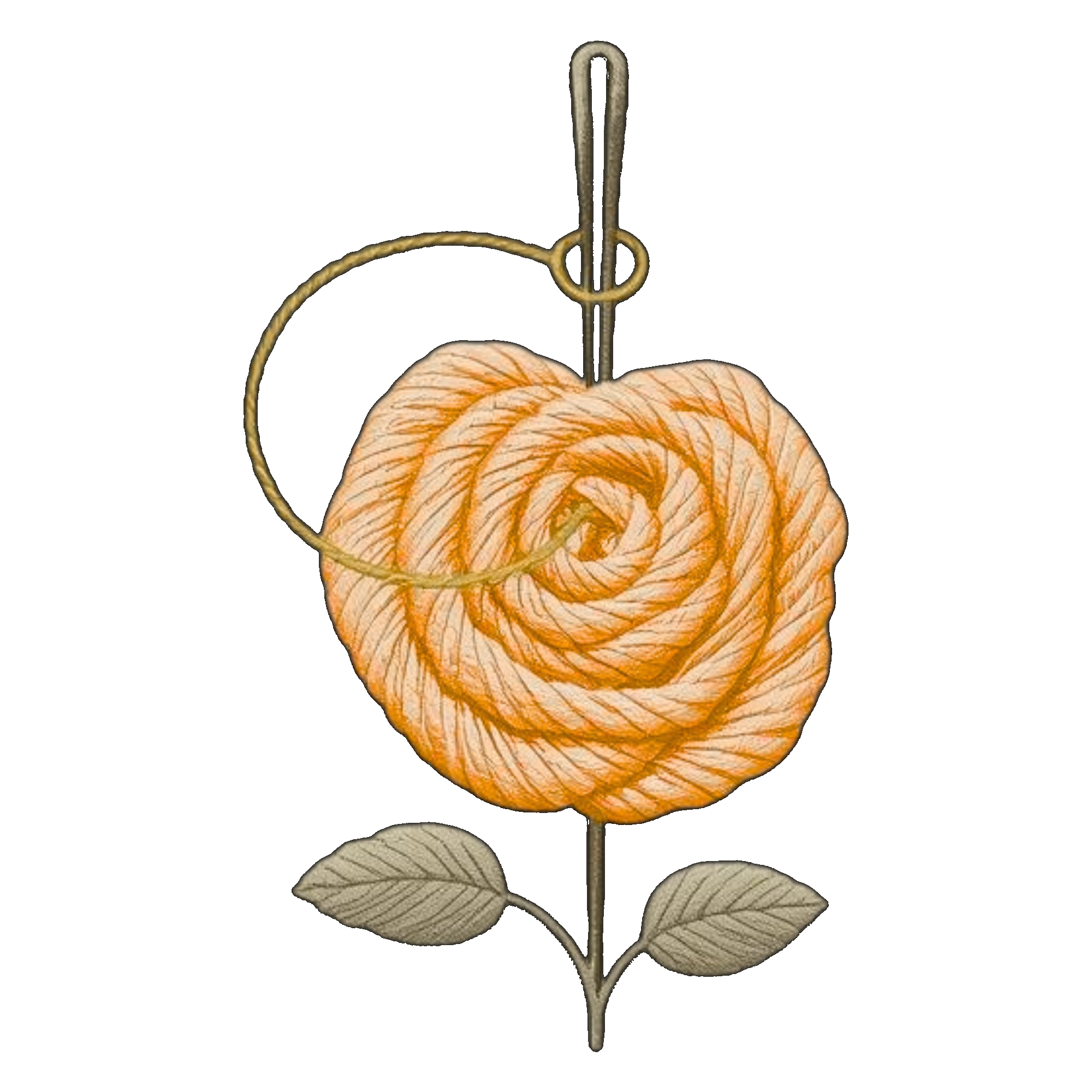 La Romántica rose and needle illustration